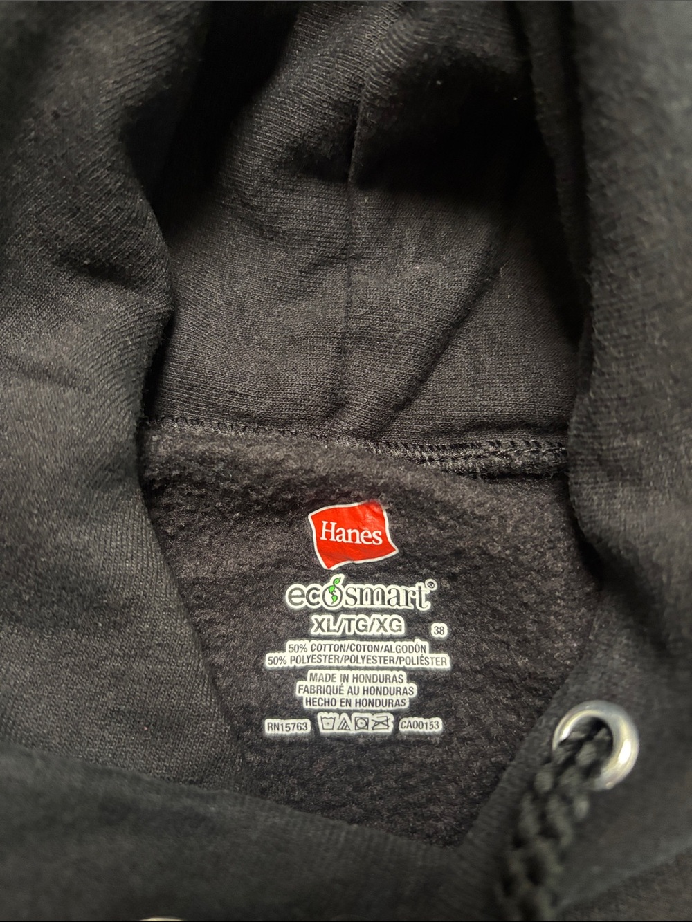 Hanes Black EcoSmart Hoodie with Red Logo - Picture 3 of 4